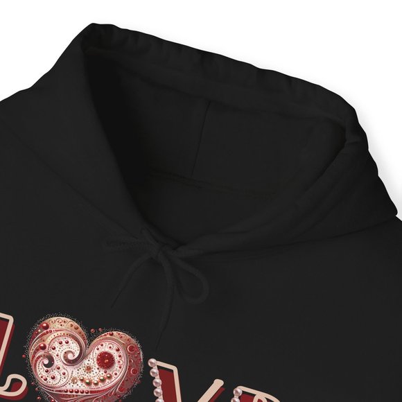 Love Hoodie Valentines or Mothers Day Black College Hoodie Sweatshirt - Picture 4 of 8